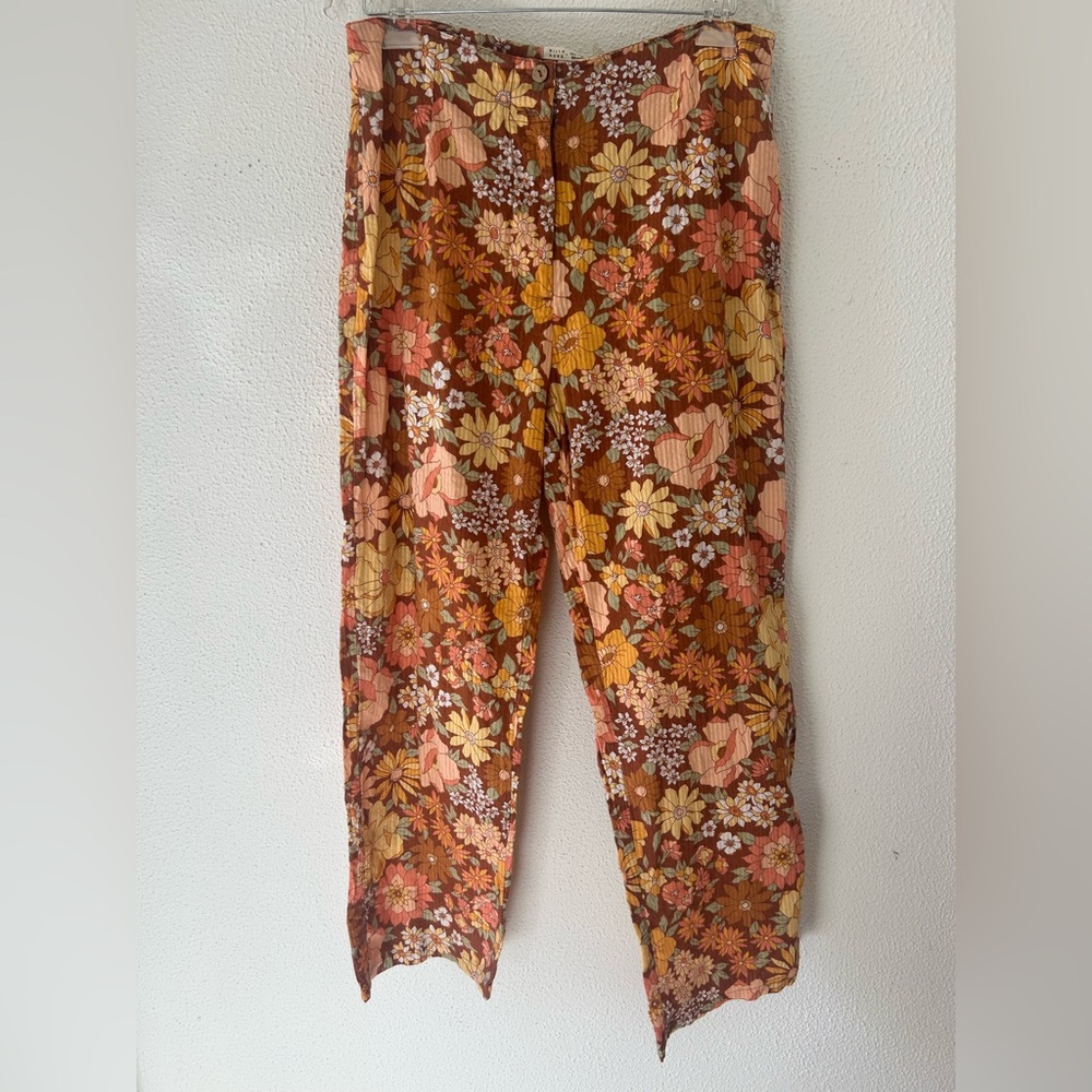 Billabong The Salty Blonde Floral Wide Leg Pants Size 31 Boho Retro 70s